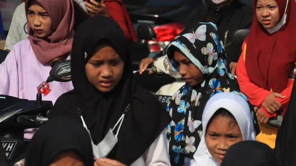 Documentatiefoto Parade Van Studenten Koran Education Park Taman Pendikan Koran — Stockfoto