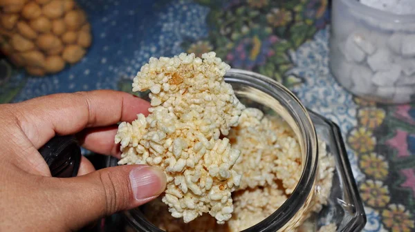 Rengginang Thick Traditional Cracker Made Shaped Sticky Rice Snack Indonesia — Fotografia de Stock