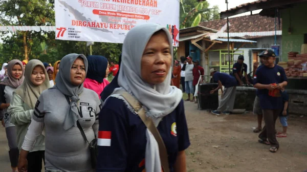 Jalan Sehat Walk Arround Village Radition Celebrating Indonesian Independence Day — Stok Foto