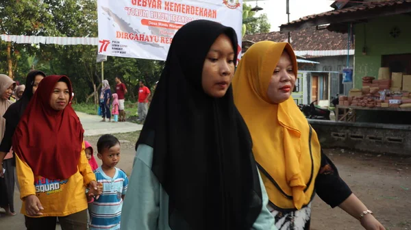 Jalan Sehat Walk Arround Village Radition Celebrating Indonesian Independence Day — Stock fotografie