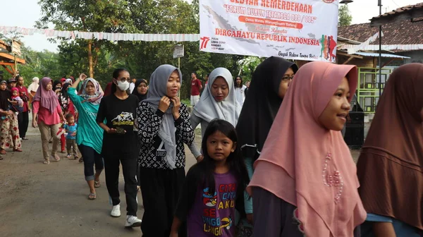 Jalan Sehat Walk Arround Village Radition Celebrating Indonesian Independence Day — Stok fotoğraf