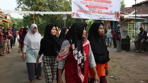 Jalan Sehat Walk Arround Village Radition Celebrating Indonesian Independence Day — Foto Stock