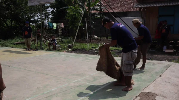 Balap Karung Sack Race Traditional Indonesian Games Celebrate Indonesia Independence — Stock fotografie