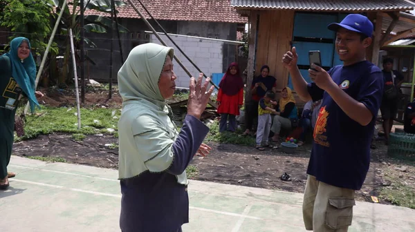 Portrait Indonesian Spoon Marbles Race Independence Day Batang Indonesia August — 스톡 사진