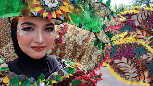 Model Posing Street Batik Carnival Pekalongan Indonesia August 2022 — Zdjęcie stockowe