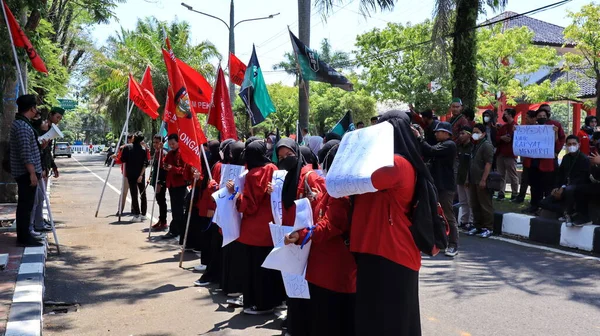 Indonéz Diákok Tiltakoznak Növekvő Fűtőolaj Ára Ellen Pekalongan Indonézia 2022 — Stock Fotó