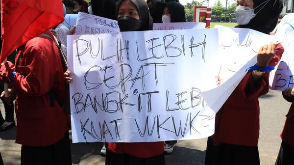 Estudiantes Indonesios Protestan Contra Aumento Del Precio Del Combustible Pekalongan — Foto de Stock