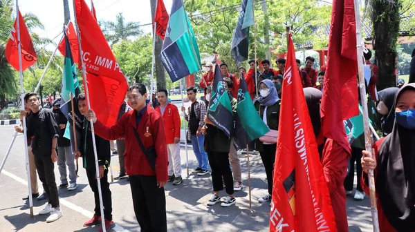 Indonezyjscy Studenci Protestują Przeciwko Wzrostowi Cen Ropy Naftowej Pekalongan Indonezja — Zdjęcie stockowe