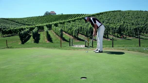 一个男子高尔夫球手的镜头 — 图库视频影像