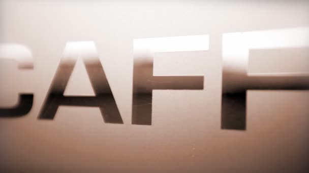 Close up of text 'Caffee' with camera movement — Stock Video