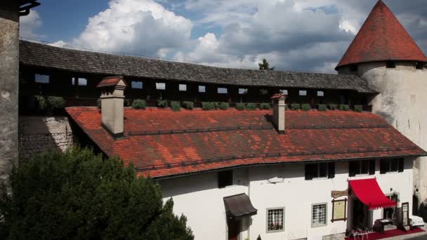 Tiro del ala única del castillo de Bled — Vídeos de Stock