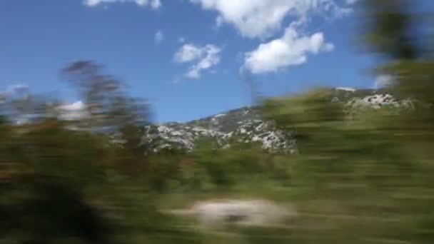 Landschaftsaufnahme aus dem fahrenden Auto — Stockvideo