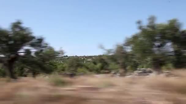 Shot of the landscape near adriatic sea, taken from a driving car. — Stock Video