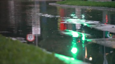 su traficlight yeşil yansıma Panoraması