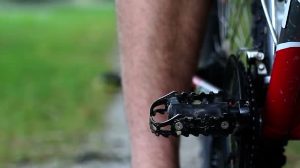 Nahaufnahme eines Jungen beim Radfahren — Stockvideo