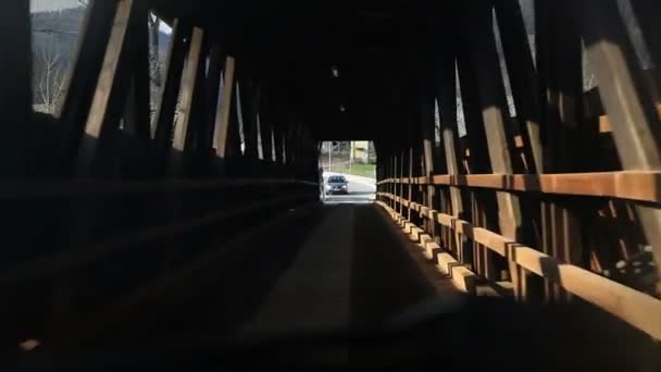 Shot from car of a bridge under construction — Stock Video