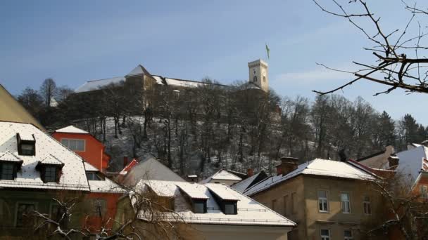 Panoramabild över Ljubljanas slott — Stockvideo