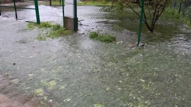 Vista de un patio inundado — Vídeo de stock