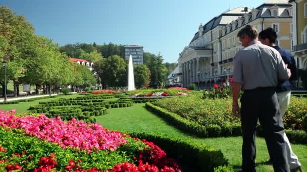 Aufnahme eines Paares beim Spazierengehen im Park — Stockvideo