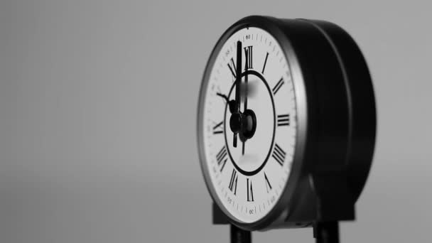 Beautiful detail of black and white antique clock — Stock Video