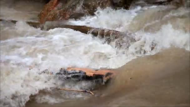 Weergave van de rots in het midden van de rivier — Stockvideo