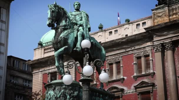 Shot of a man riding horse in Belgrade in Serbia — Stock Video