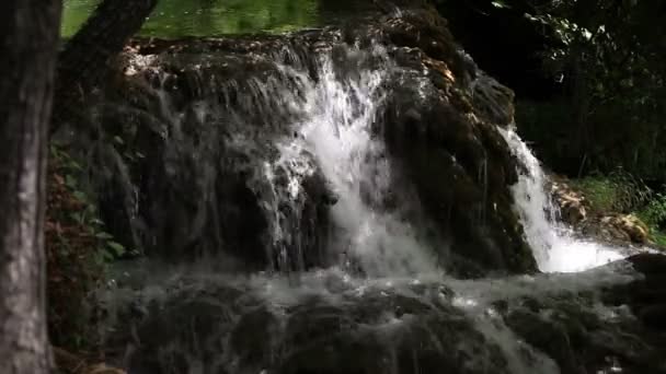 Aufnahme eines kleinen Wasserfalls auf dem Fluss Krka-Kroatien — Stockvideo