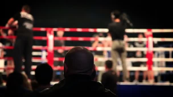 Shot de audiencia viendo la lucha en el ring — Vídeos de Stock