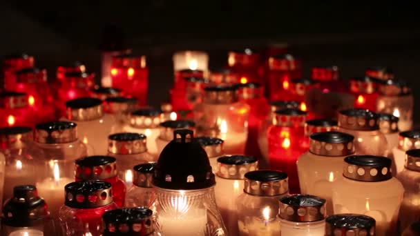 Candles burning in memory of special person — Stock Video