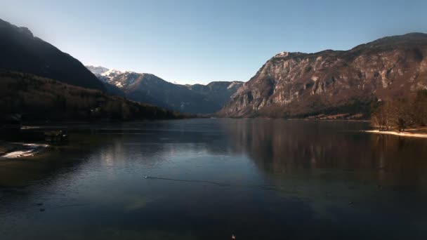 View of Bohinj with lens flare — Stock Video
