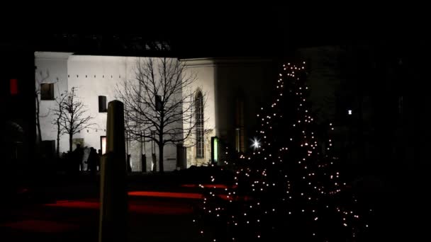 Christmas tree in Ljubljana's castle — Stock Video