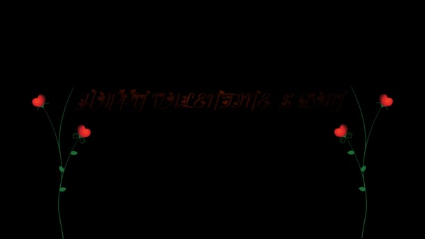Анімовані ростуть квіти з написом щасливий день всіх закоханих — стокове відео