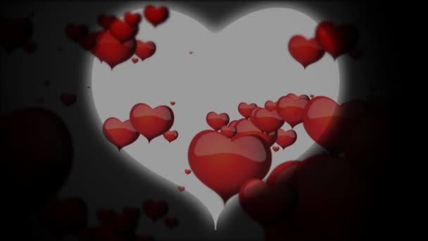 Coeurs rouges à l'intérieur grand coeur blanc animation flottante pour la Saint-Valentin 