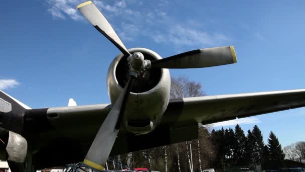 Fortfarande skott av flygplan propeller — Stockvideo