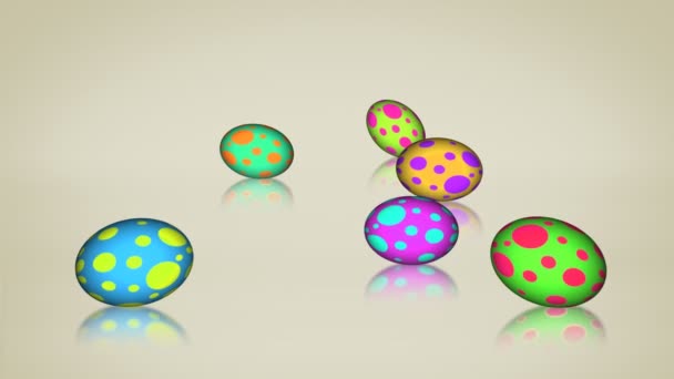 Анимационные пасхальные яйца с тенью — стоковое видео