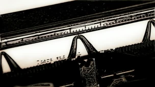 Gros plan de la machine à écrire convertie en dessin animé avec texte de conte de fées 