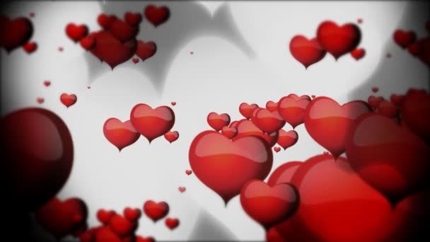Coeurs rouges avec ombre blanche animation flottante pour la Saint-Valentin 