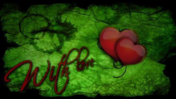 S láskou nápis s bušícím srdcem pro den svatého Valentýna — Stock video