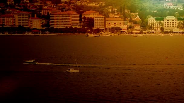 Πλάνο του το portorose Ριβιέρα κατά το ηλιοβασίλεμα — Αρχείο Βίντεο