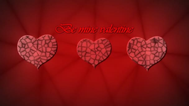 Coeurs rouges soulagés et inscription Soyez mienne Animation Saint Valentin pour la Saint Valentin 