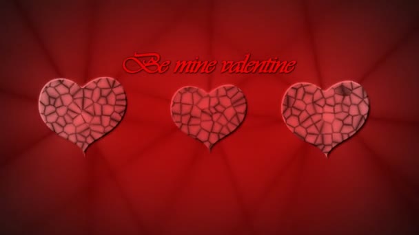 Coeurs rouges soulagés et inscription Soyez mienne Animation Saint Valentin pour la Saint Valentin — Video