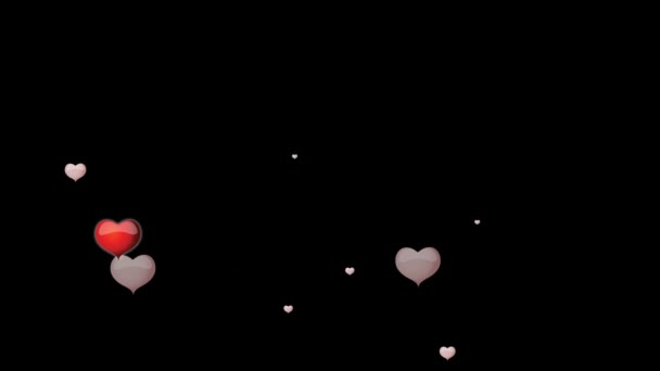 Coeurs rouges avec inscription Je t'aime sur fond noir animation pour la Saint Valetnie 