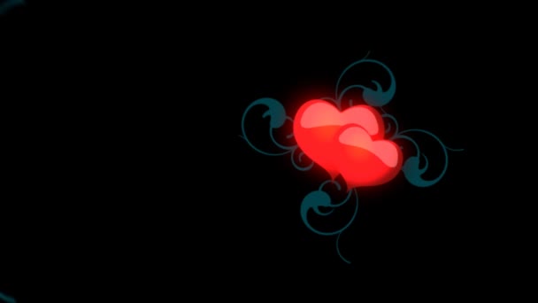 Animated rode harten op een zwarte achtergrond — Stockvideo