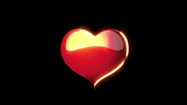 Hořící červené srdce animace pro den svatého Valentýna — Stock video