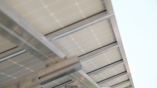 Roof from below with solar power modules — Stock Video