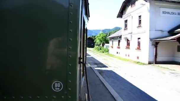 Tiro da paisagem do trem em movimento — Vídeo de Stock