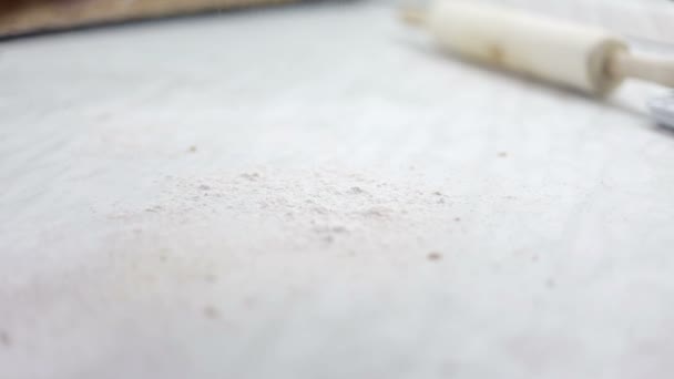 Close up shot of man hands that are making dough for cookies — Stock Video