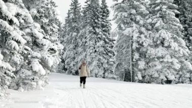 kadın kıdemli kış sakin bir ortamda yürüyüş