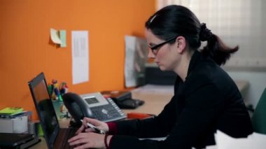 PC üzerinde tipik bir iş kadını