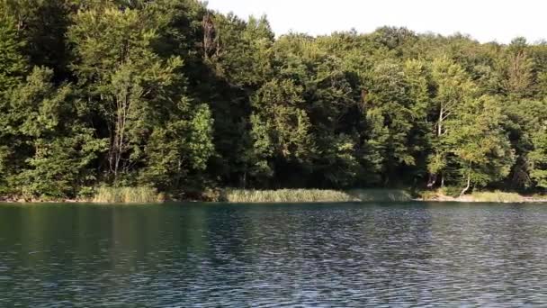 Skott av turistiska båten på sjön — Stockvideo